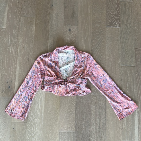 Zara Printed Blouse with Buckle NWOT - Picture 2 of 5